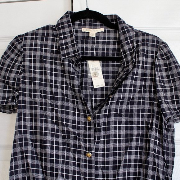 NWT Paper Crown Plaid for Anthropologie Tie Front Button Down Blouse Size M - Picture 6 of 14
